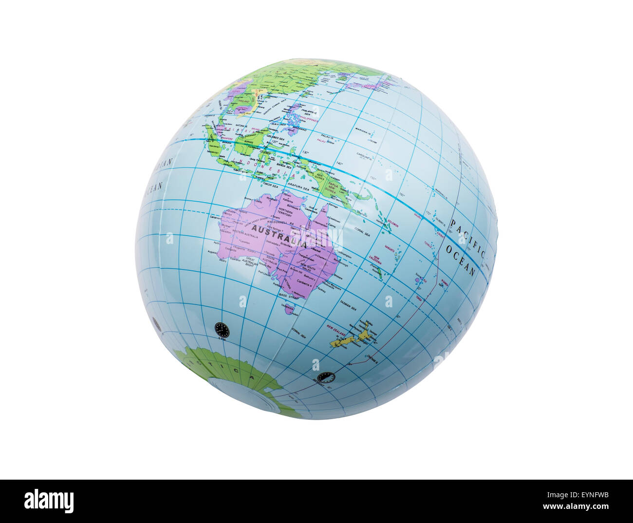 Inflated plastic earth toy showing Australia Stock Photo