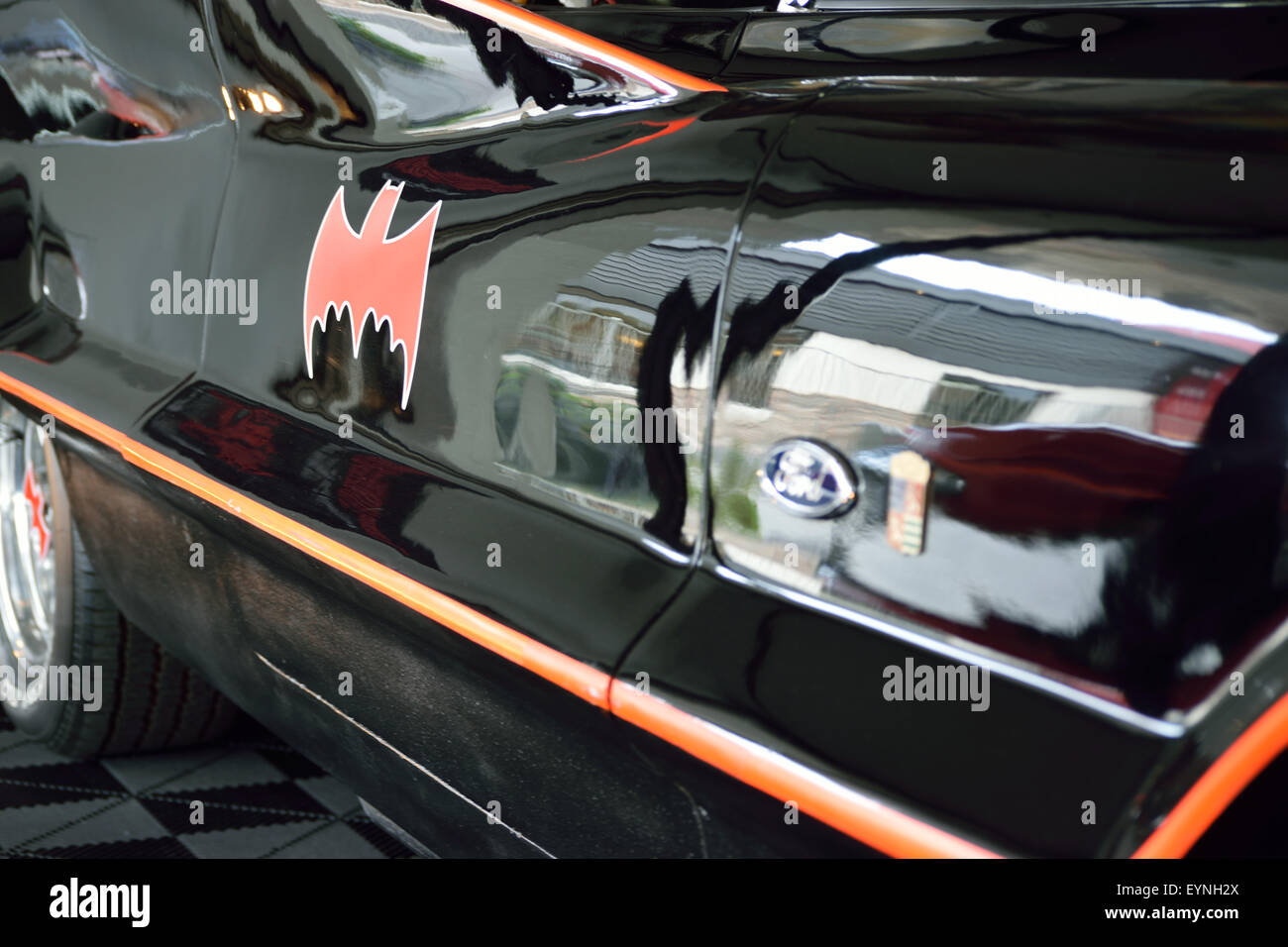 The interior of the original Batmobile for the TV series featuring Adam West and Burt Ward Stock Photo