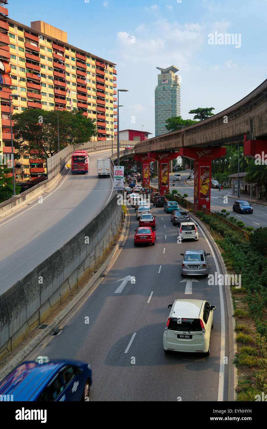 Road and bridges near a residential apartment in Kuala Lumpur, Malaysia