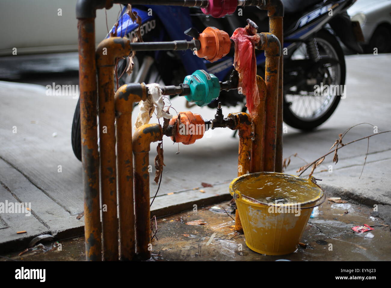 Water leakage from a pipe Stock Photo Alamy