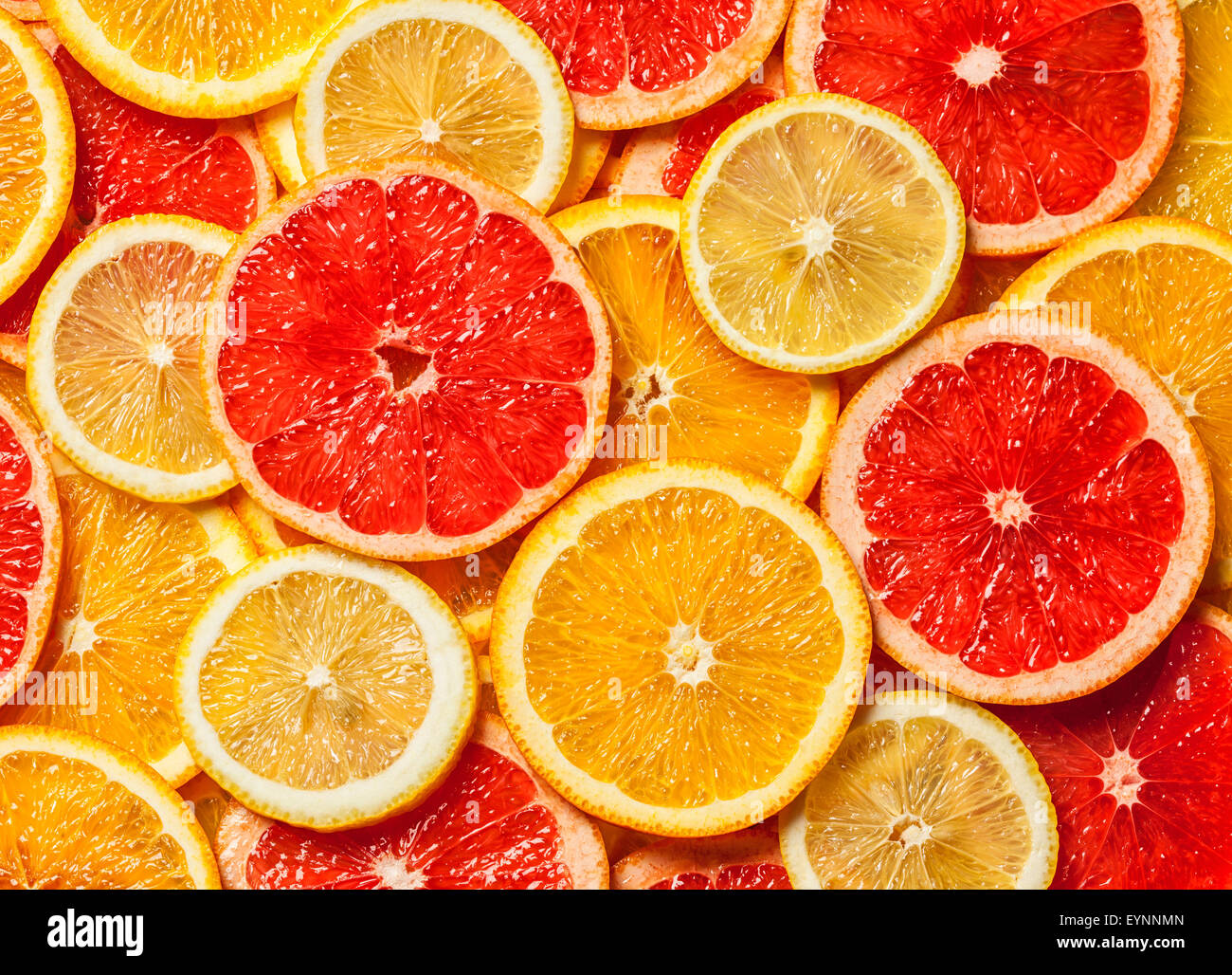 Colorful citrus fruit slices Stock Photo