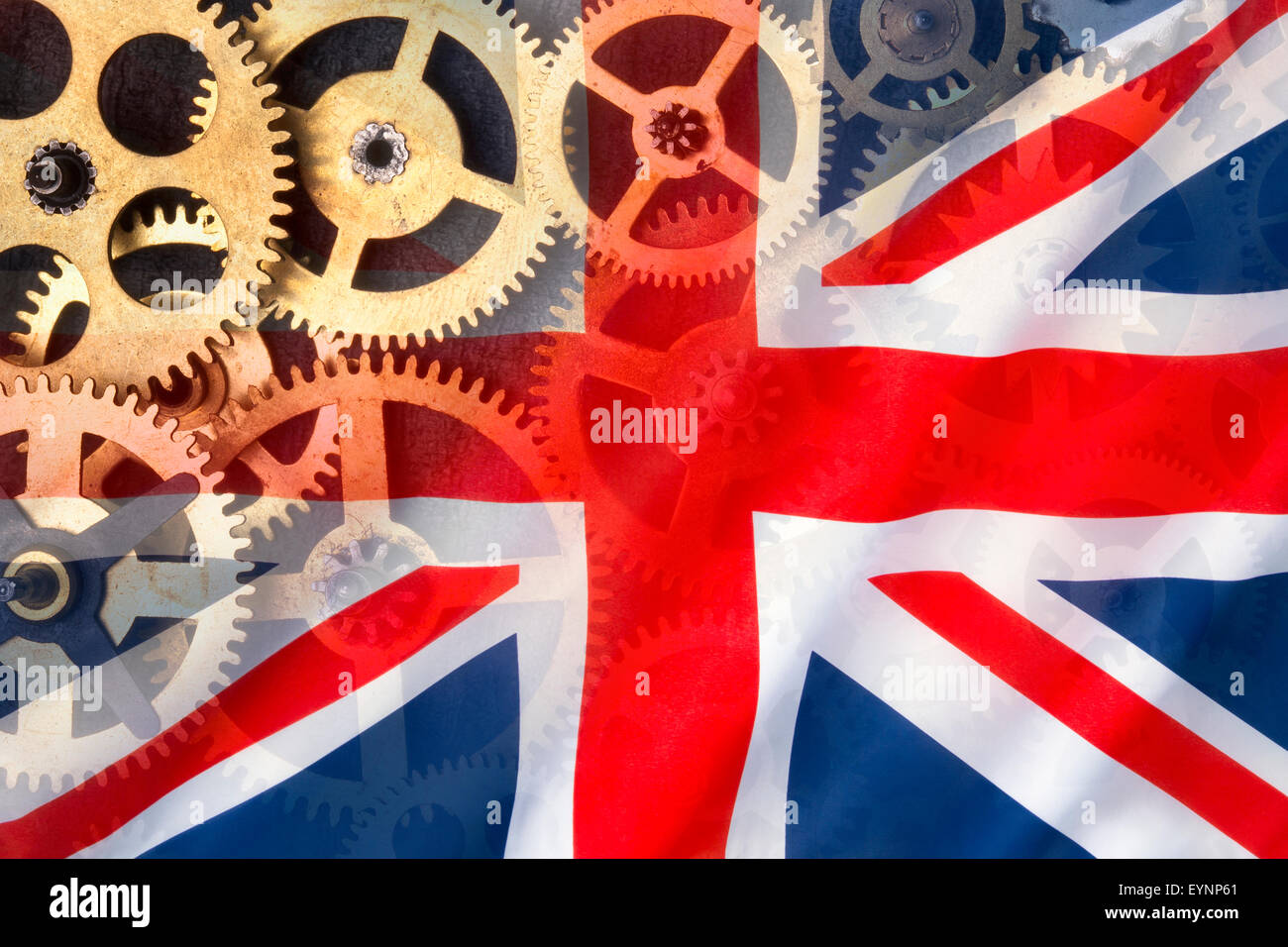 British Engineering and Manufacture - Flag of the United Kingdom. Stock Photo