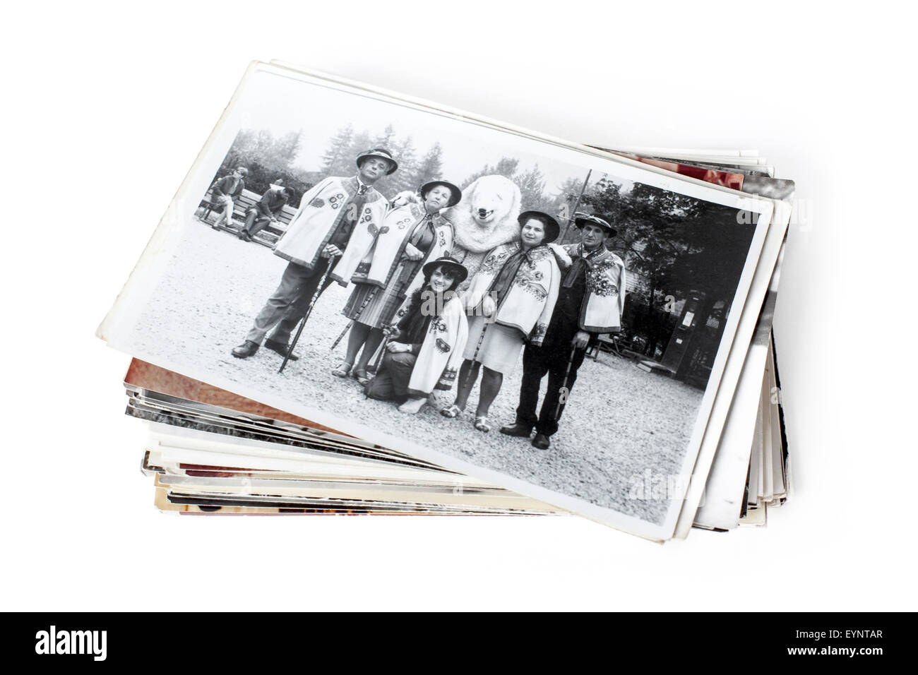 Stack of old family photographs Stock Photo