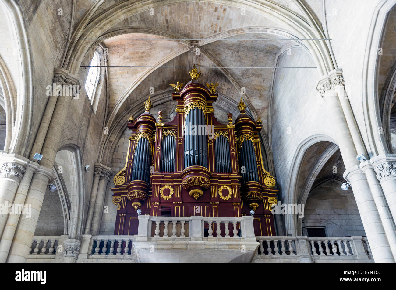 Europe. France. Bouches-du-Rhone. Alpilles. Tarascon. The great organ of the collegiate church of Sainte-Marthe. Stock Photo