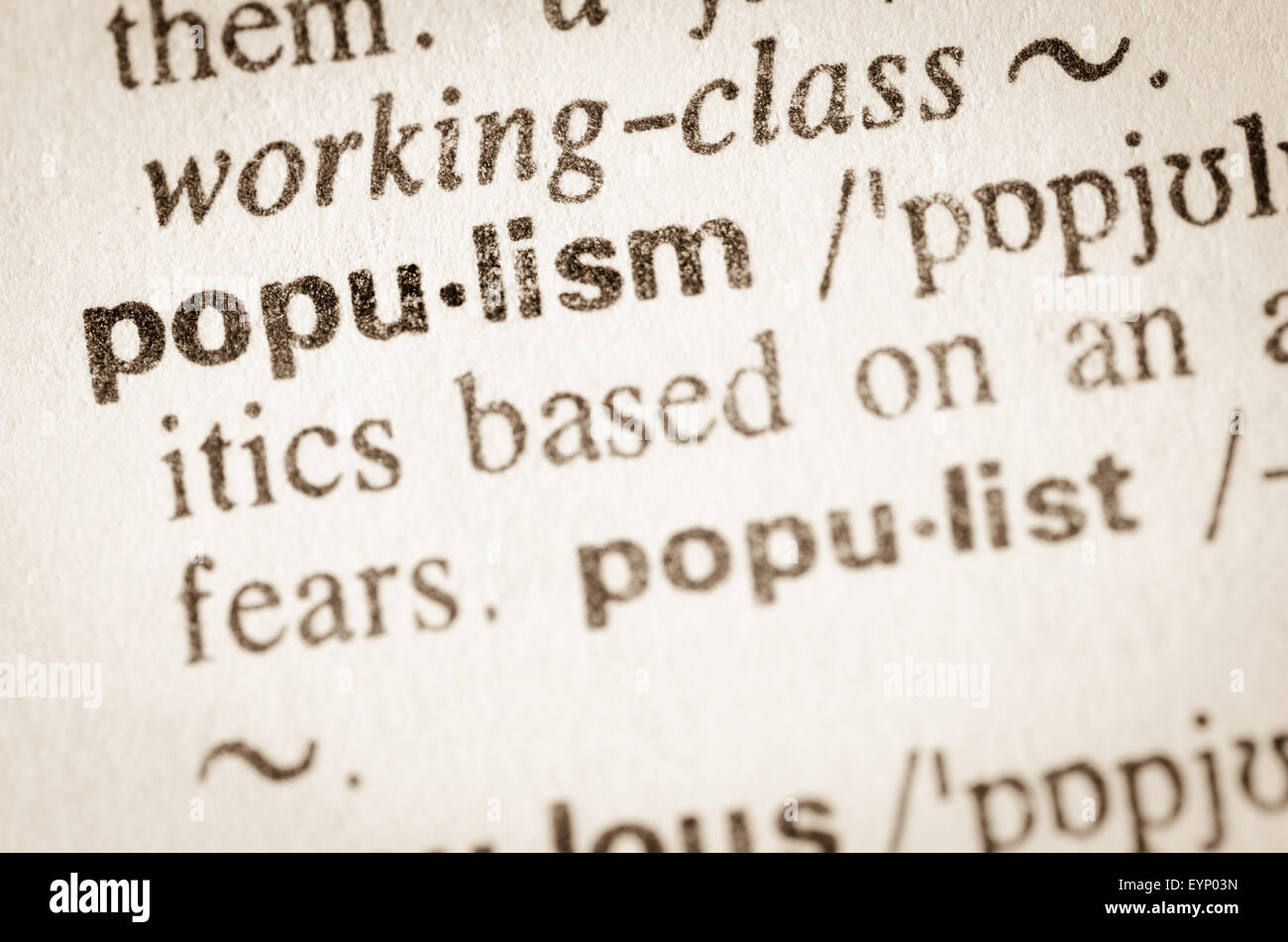 Definition of word populism in dictionary Stock Photo Alamy