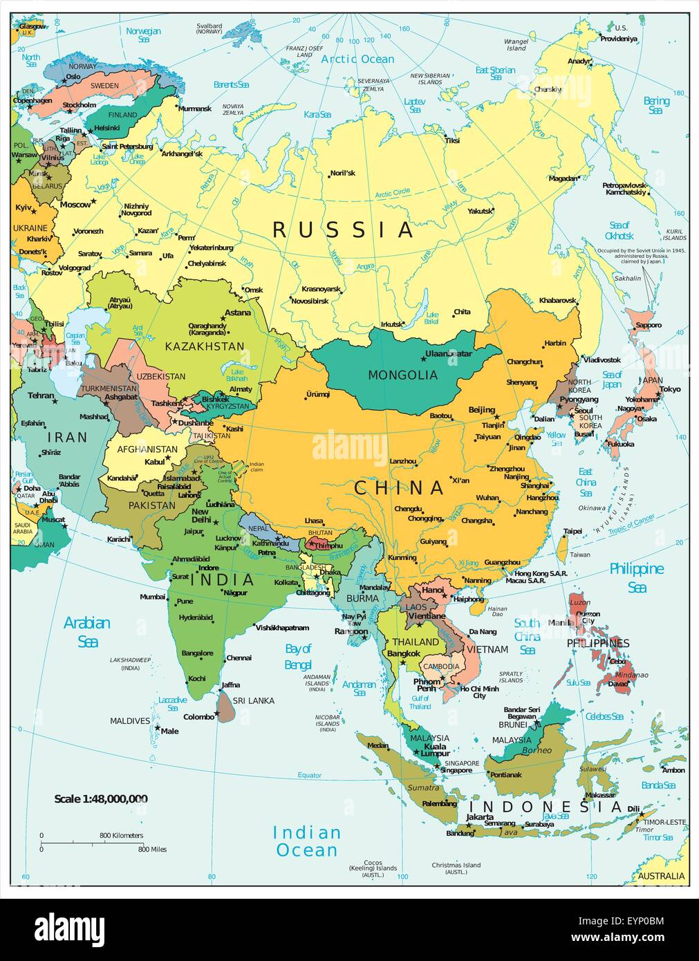 Asia Political Map Hd Asia Political Map Stock Vector Image & Art - Alamy