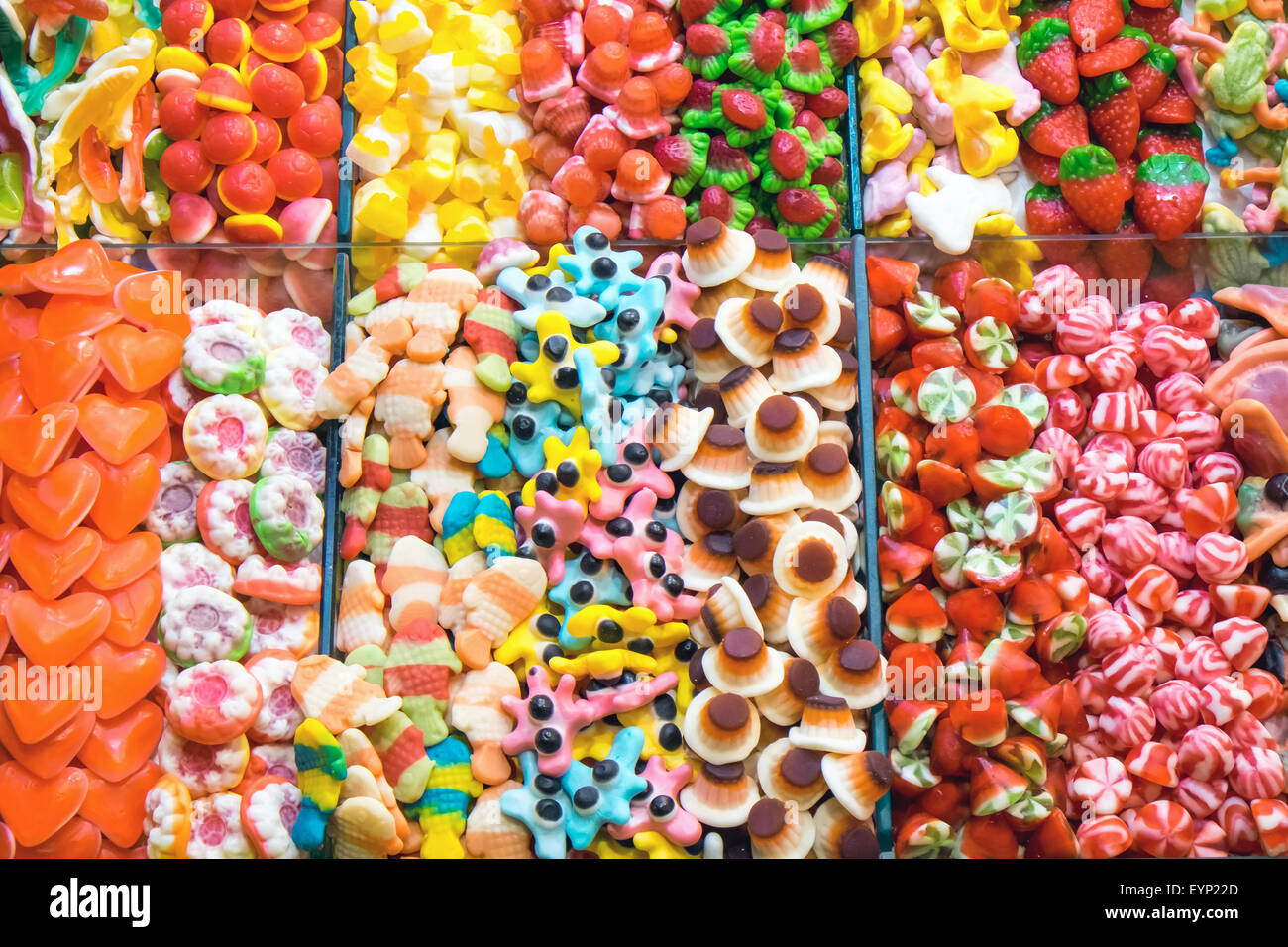 Candy and jelly for sale at the Boqueria market in Barcelona Stock Photo