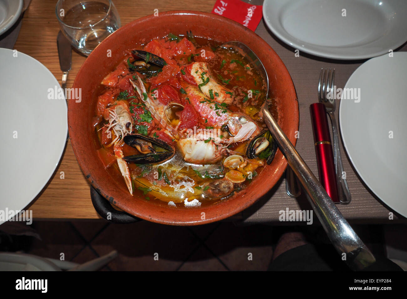 An Italian fish soup, zuppa di pesce, Vasto style. Stock Photo