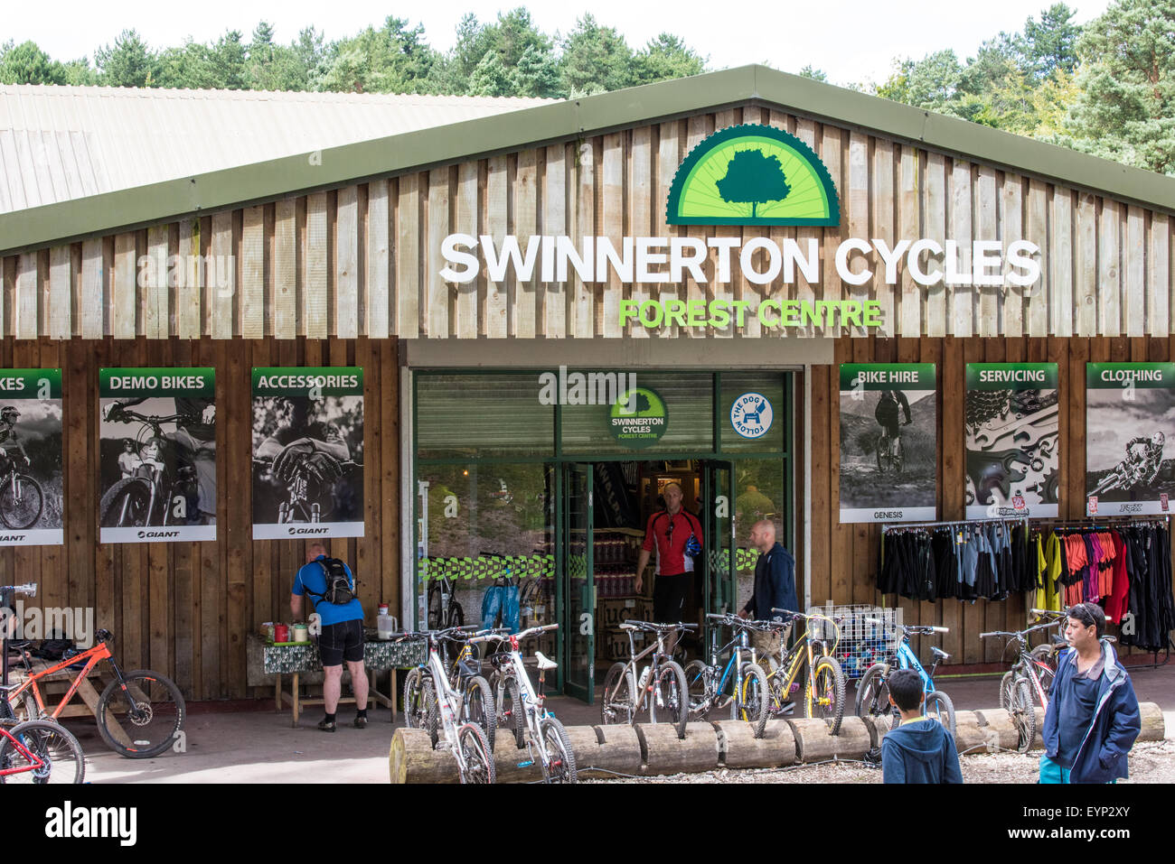 Cycle hire shop at Go Ape activity centre cannock chase Staffordshire West Midlands UK Stock Photo