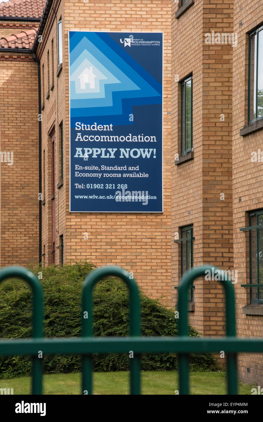 Sign advertising Student Accommodation in Wolverhampton West Midlands UK Stock Photo