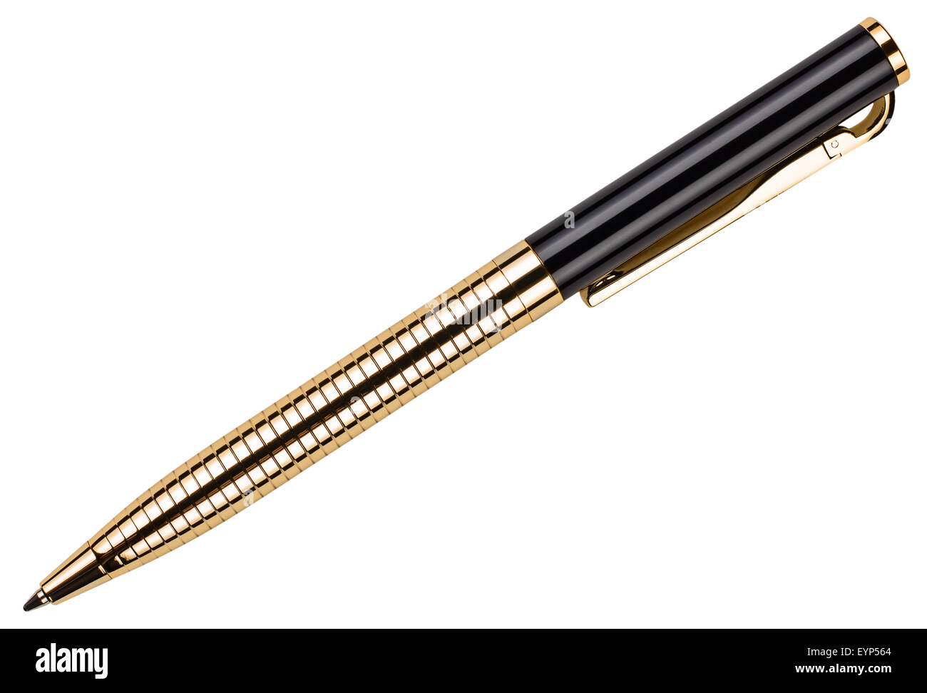 the black and gold pen isolated on white background Stock Photo