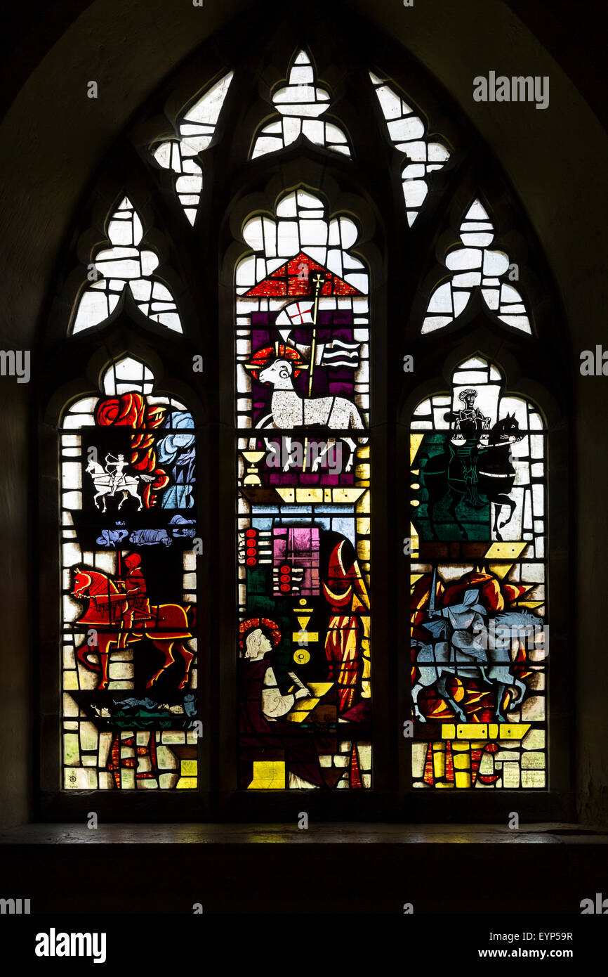 Modern stained glass window (1959), All Saints Church, Hovingham, North Yorkshire Stock Photo