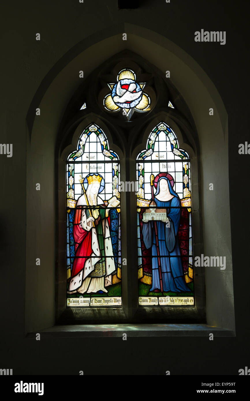 Stained glass window in All Saints Church, Hovingham, North Yorkshire Stock Photo