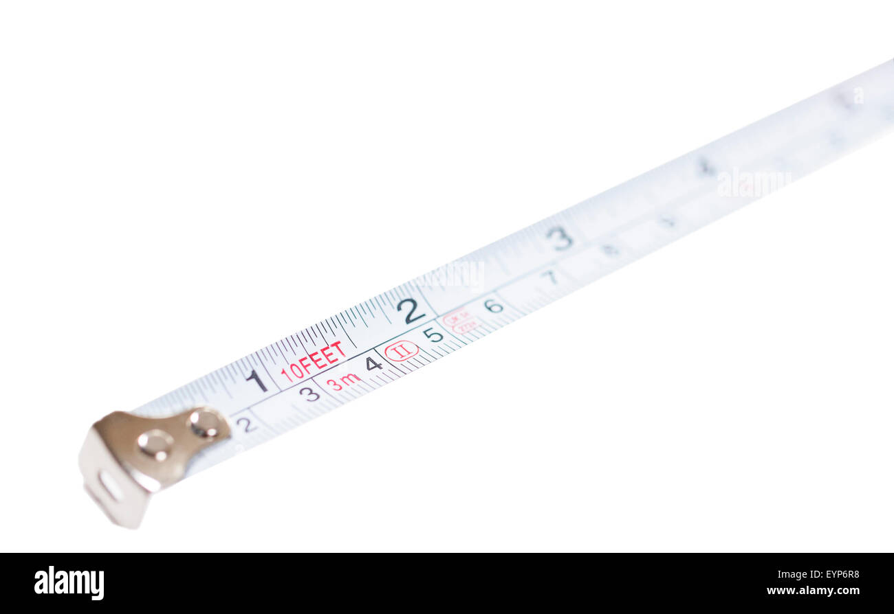 Closeup of isolated measuring tape on white background Stock Photo - Alamy