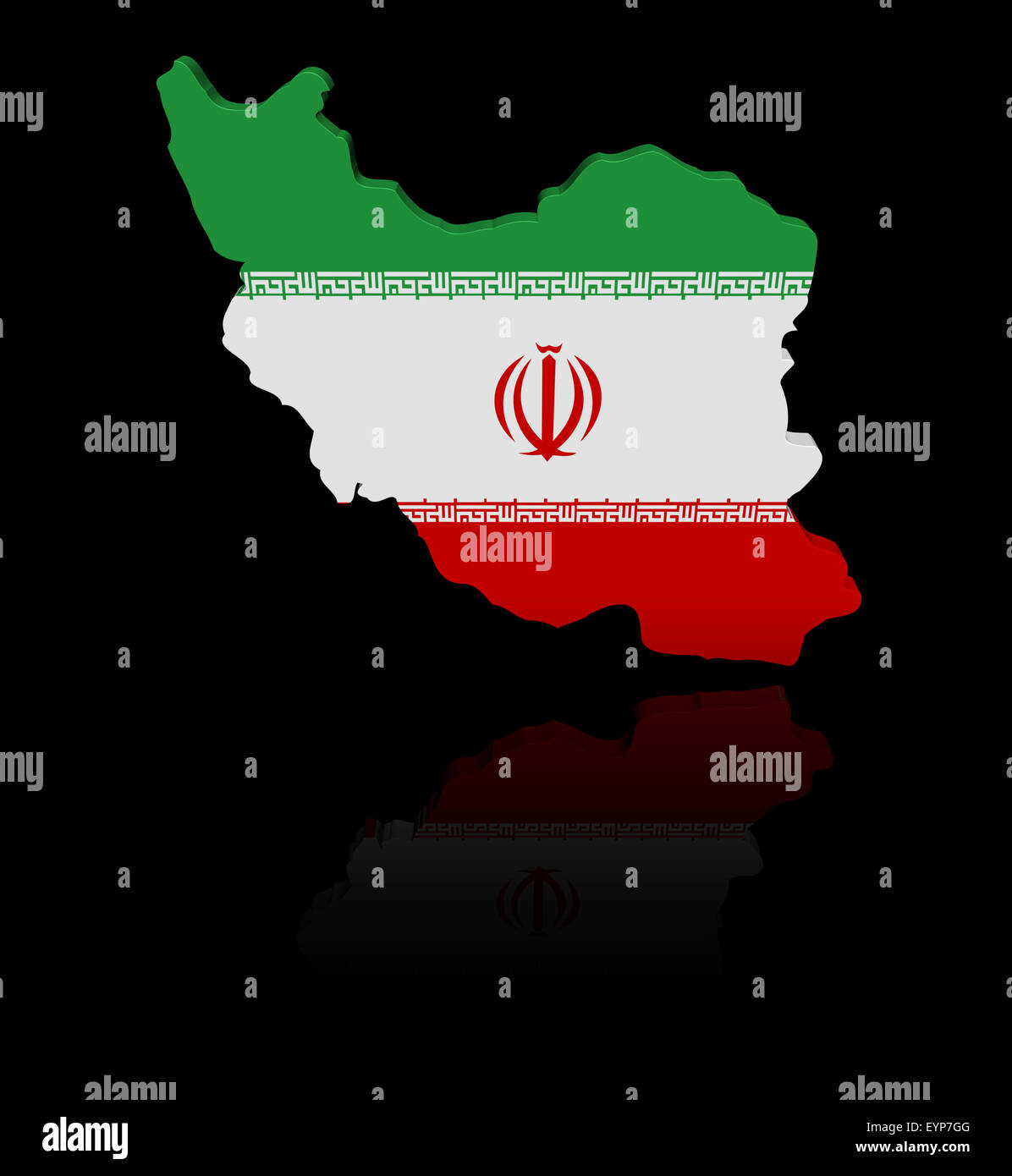 Iran map flag with reflection illustration Stock Photo