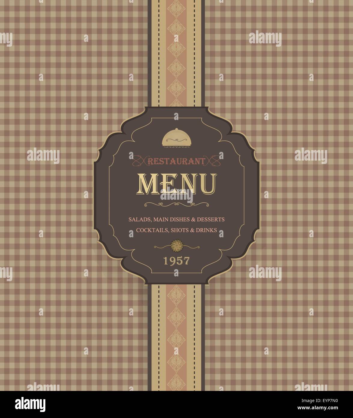 Vintage Restaurant Menu With Checkered Background And Title Inscription Stock Vector