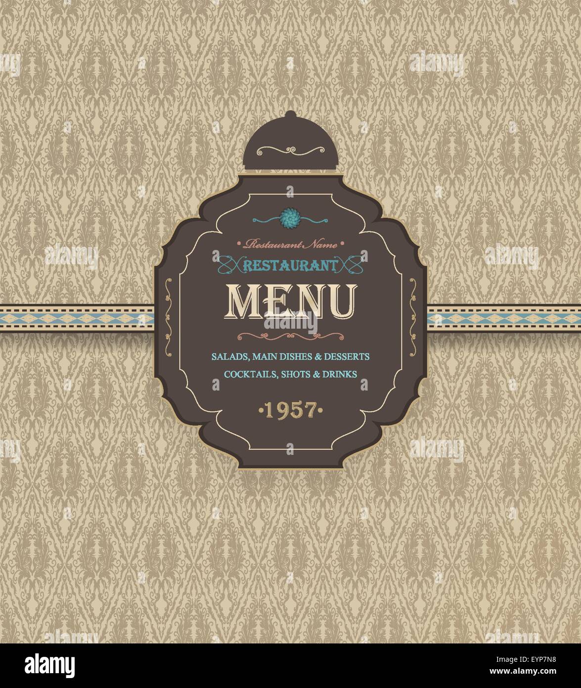 Vintage Restaurant Menu With Ornate Background And Title Inscription Stock Vector