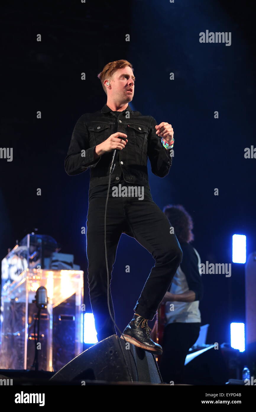 Penrith, Cumbria, UK. 2nd August, 2015. Kaiser Chiefs perform live on the Main Stage at Kendal Calling 2015. Stock Photo