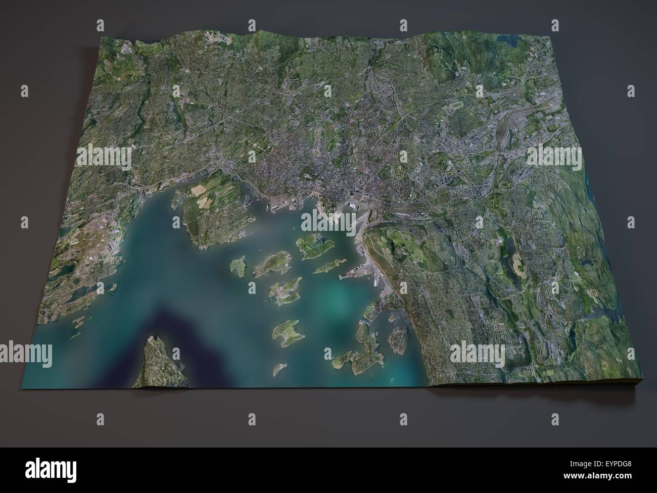 Satellite view of Oslo map Norway, on black background Stock Photo - Alamy