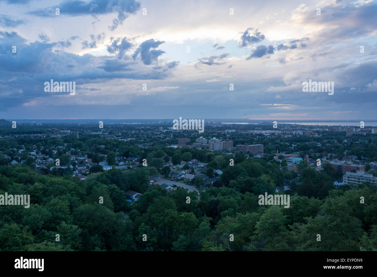 Looking at Hamilton Ontario from the Devil's Punch Bowl with storm