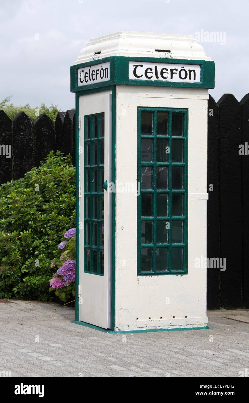 Authentic Irish Phone Box on display at Clonakilty Model Railway Village Stock Photo