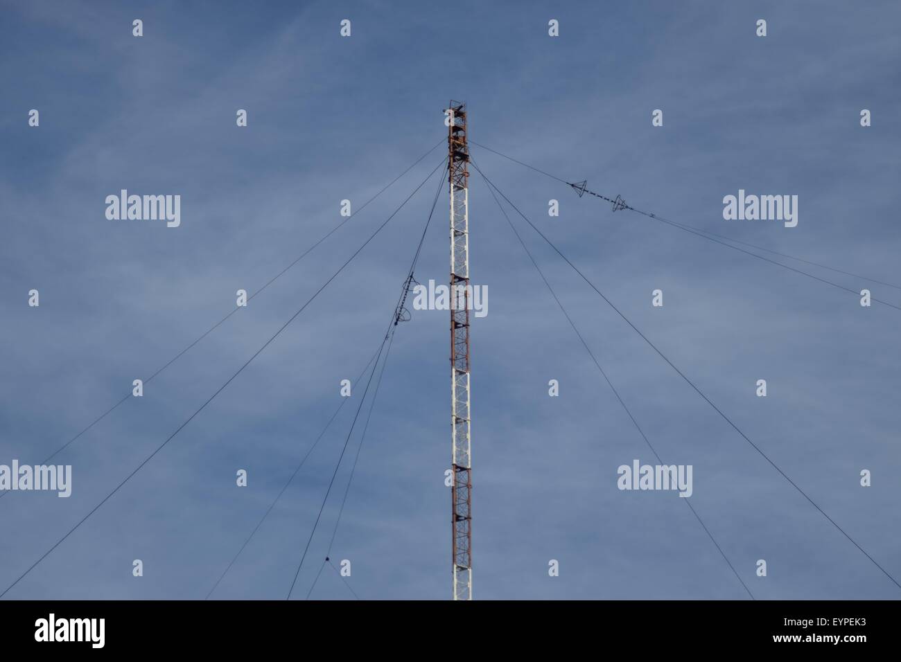 Long-wave radio-transmitting towers. Telecommunication tower with steel ...
