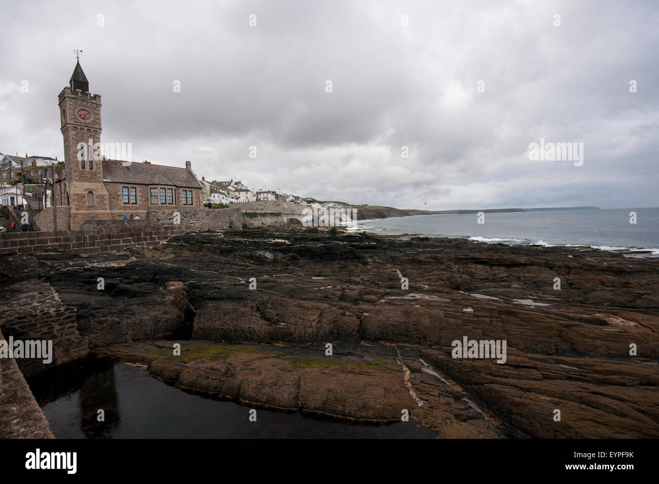 St Bartholomew's church, Porthleven harbour, Cornwall, UK Stock Photo