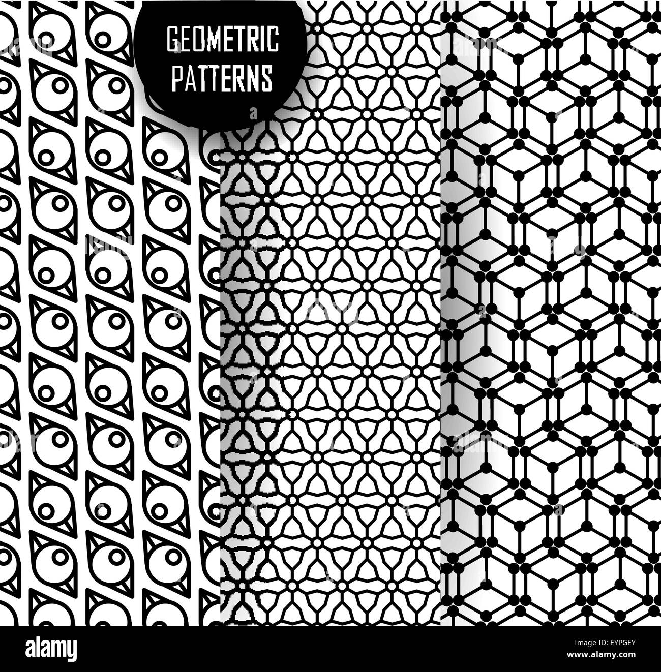 geometric pattern in op art design. Black and white art Stock Vector