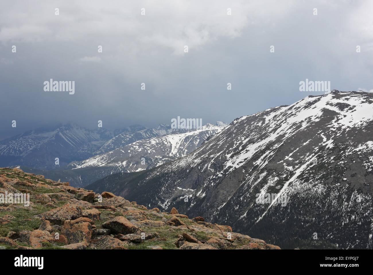 A view of the mountains at Rocky Mountain National Park in Colorado. Stock Photo