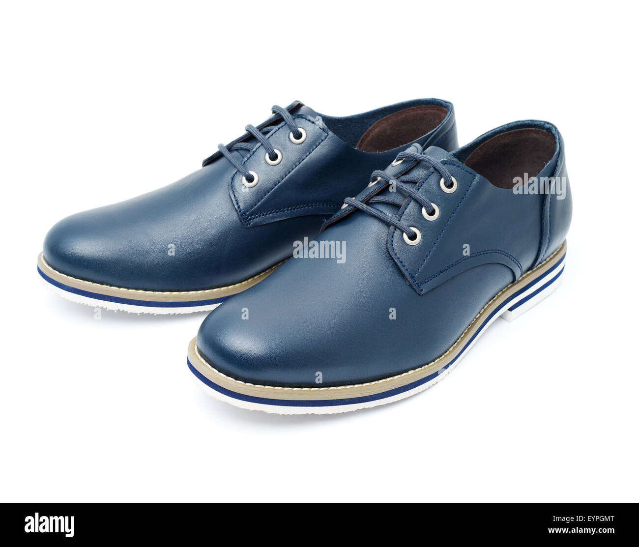 Men's fashion shoes blue, casual design on a white background isolated Stock Photo