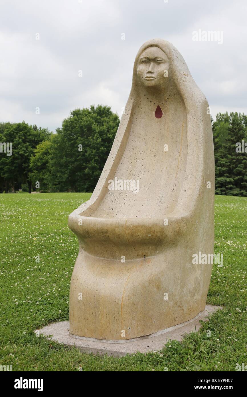 A Native American Indian statue at Mounds Park in St. Paul, Minnesota