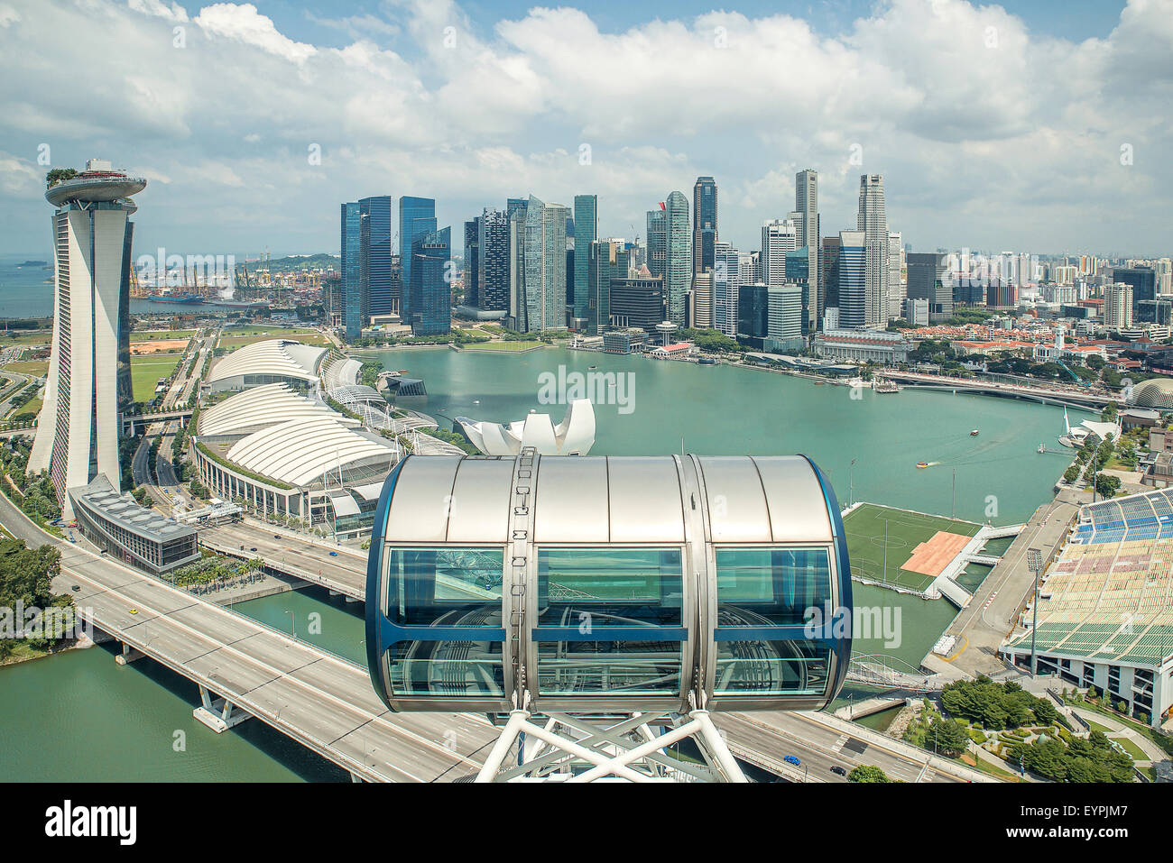 Aerial view  of Singapore city with nice sky Stock Photo