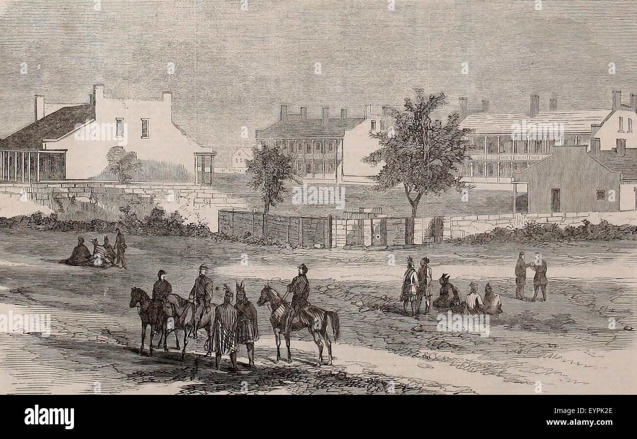 Fort Smith, Indian Territory, Arkansas, The place where the Great Indian Council was held, and peace treaty signed, September 14, 1865 Stock Photo