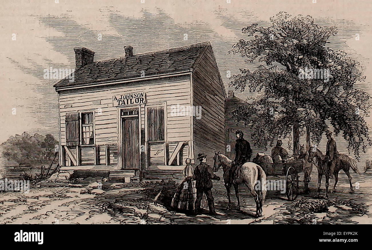 President Andrew Johnson's Tailor Shop at East Greenville, Tennessee, circa 1865 Stock Photo