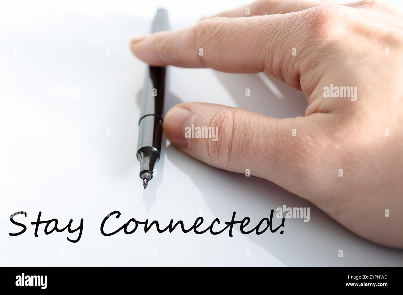 Stay connected hand concept isolated over white background Stock Photo