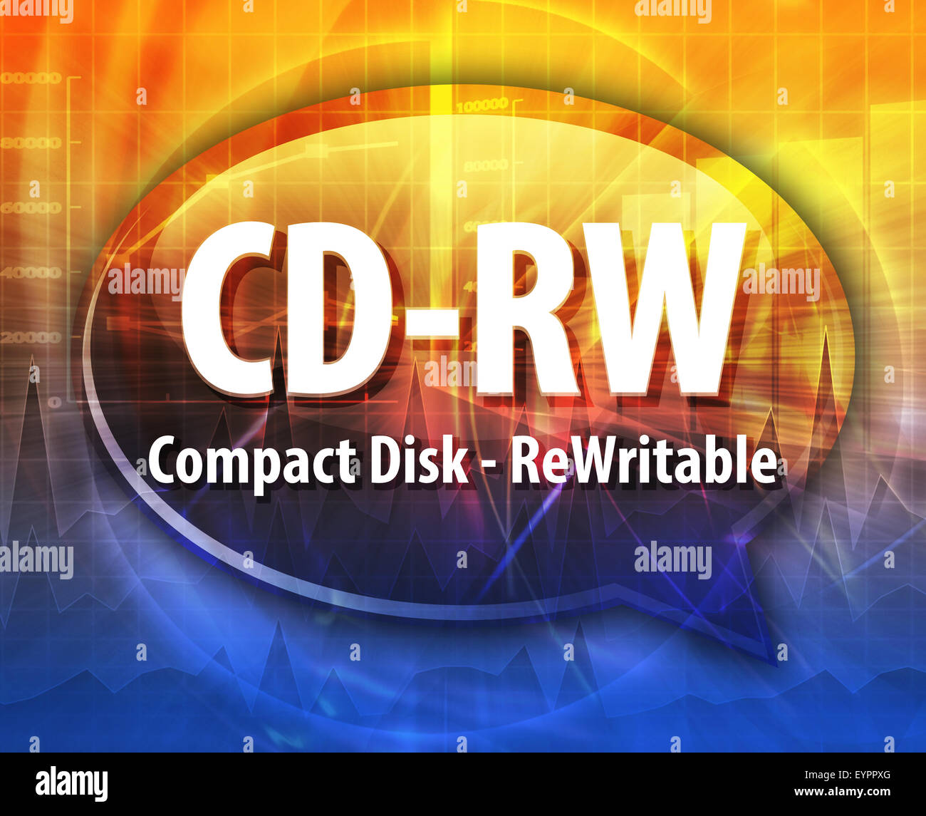 Speech bubble illustration of information technology acronym abbreviation term definition CD-RW Compact Disk Rewritable Stock Photo