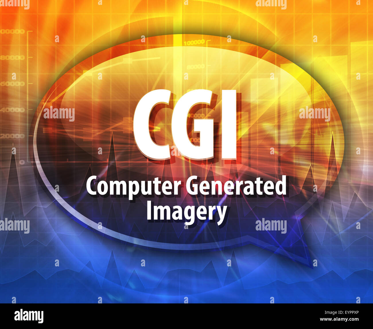 Speech bubble illustration of information technology acronym abbreviation term definition CGI Computer Generated Imagery Stock Photo