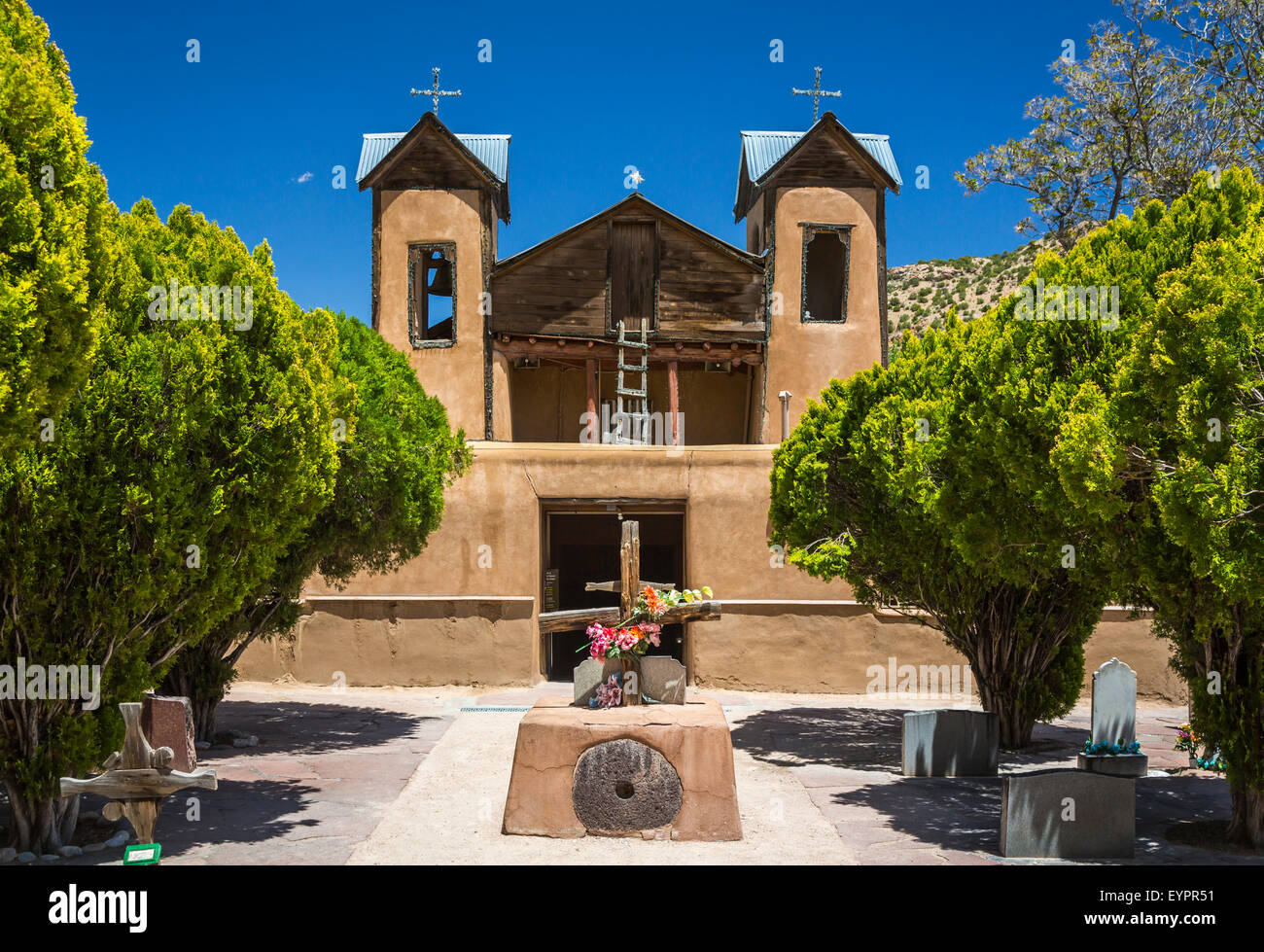 The  El Santuario de Chimayó Roman Catholic church in Chimayo, New Mexico, USA Stock Photo