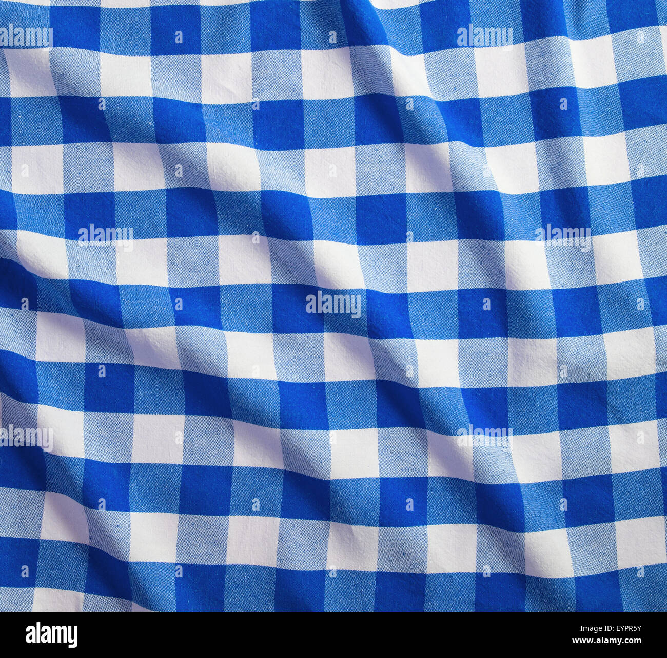 blue and white linen tablecloth Stock Photo