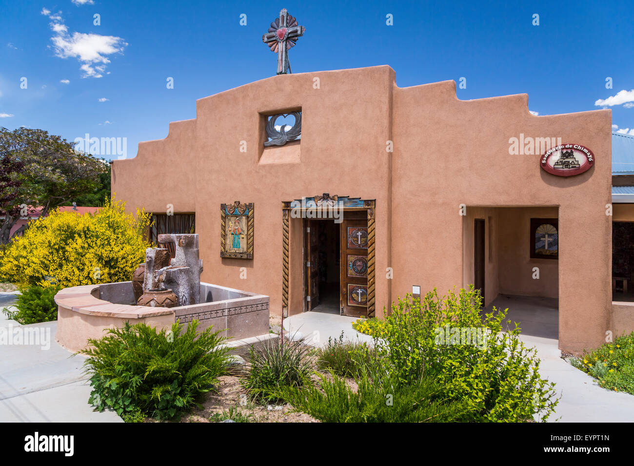 The visitors Center at the El Sanctuario Chimayo Church in Chimayo, New Mexico, USA. Stock Photo