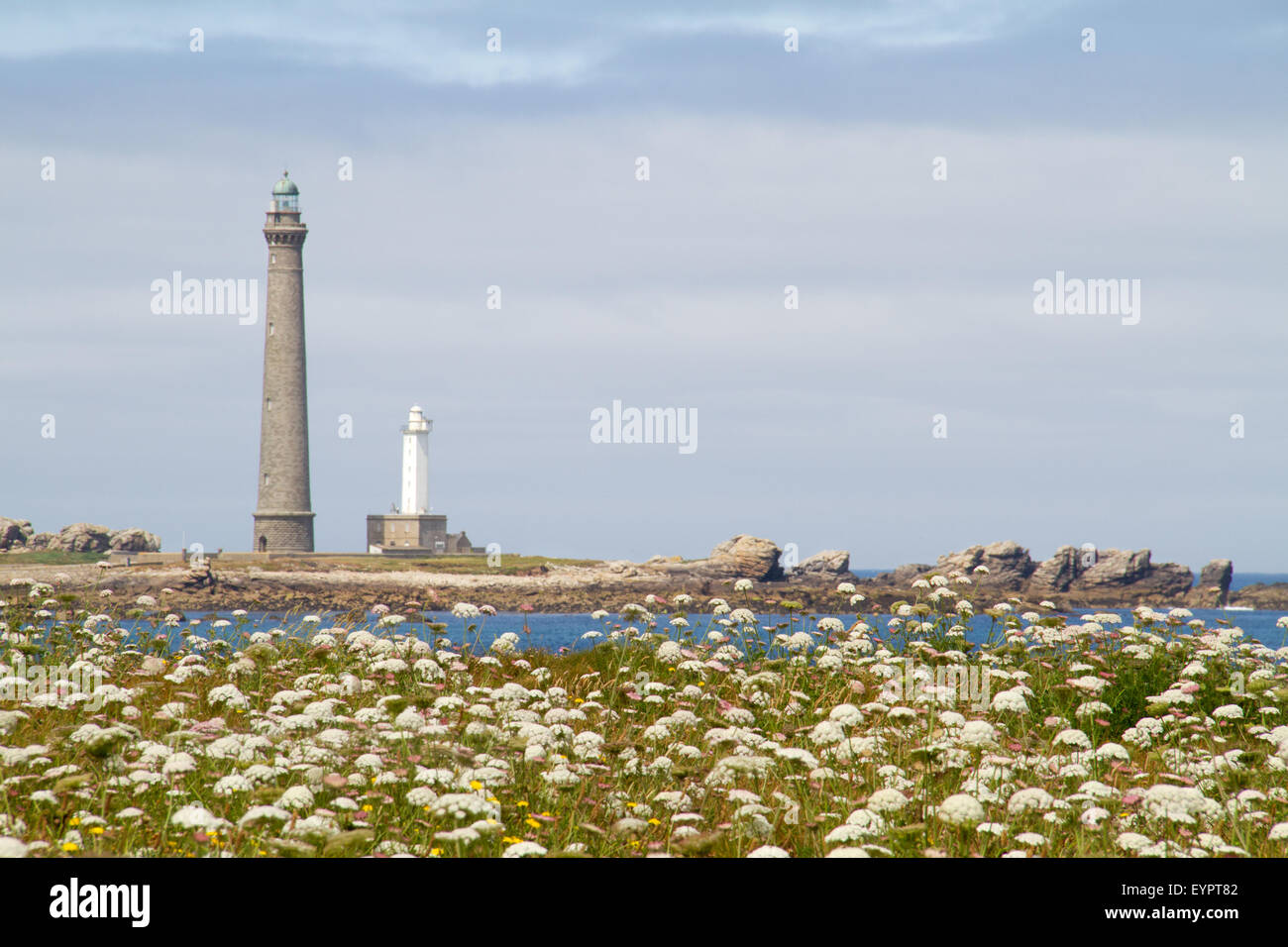 Phare de l'Ile Vierge - Lighthouses in Finistere, Brittany, France Stock Photo
