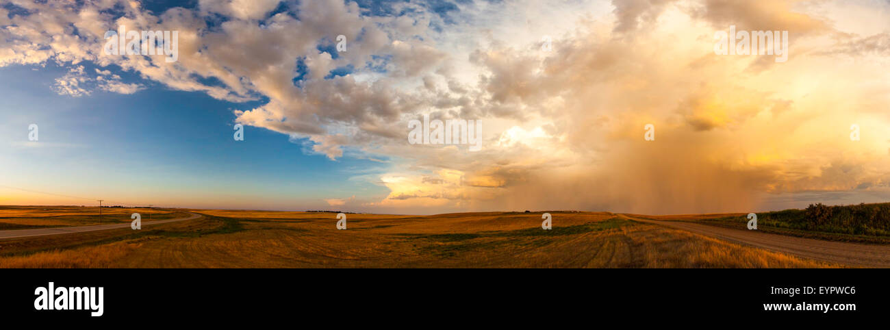 Storm over the Canadian Prairies panorama Stock Photo