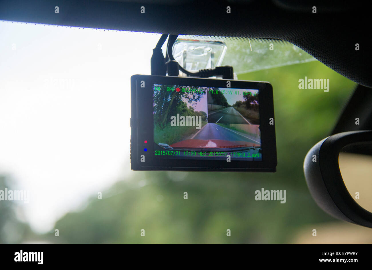 Dashcam car windscreen video camera Stock Photo Alamy