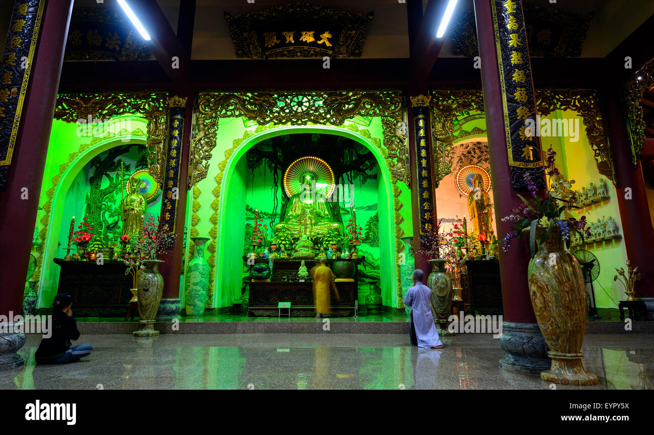 Interior of the Phap Lam Pagoda temple, Bodhisattva of Mercy Statue, Da Nang, Vietnam. Stock Photo