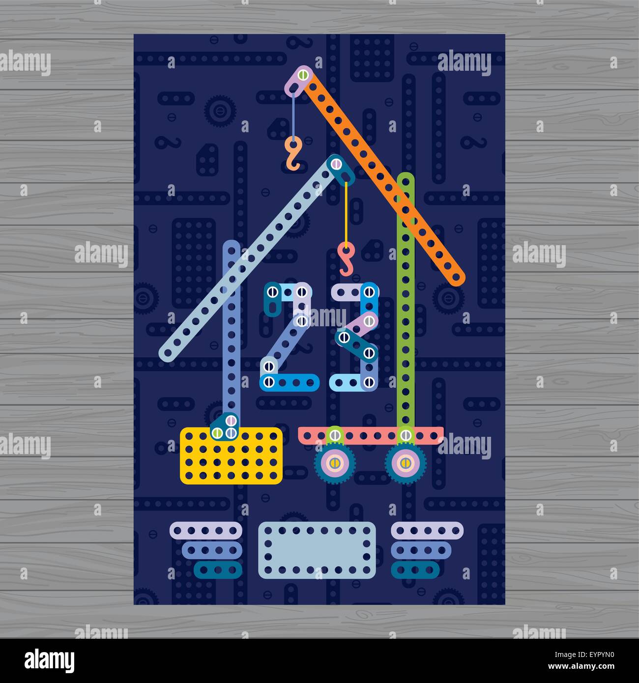 Creative vector 23 february illustration with baby metal blocks Stock Vector