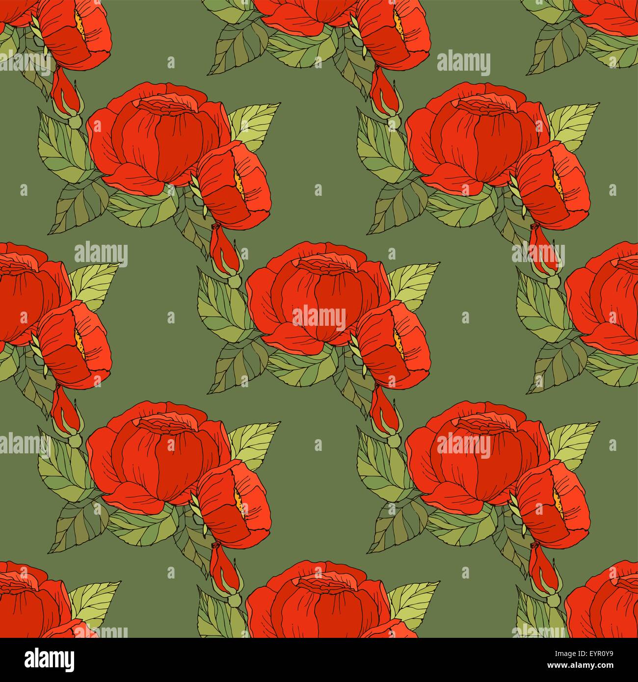 Seamless floral pattern with peonies Stock Vector Image & Art - Alamy