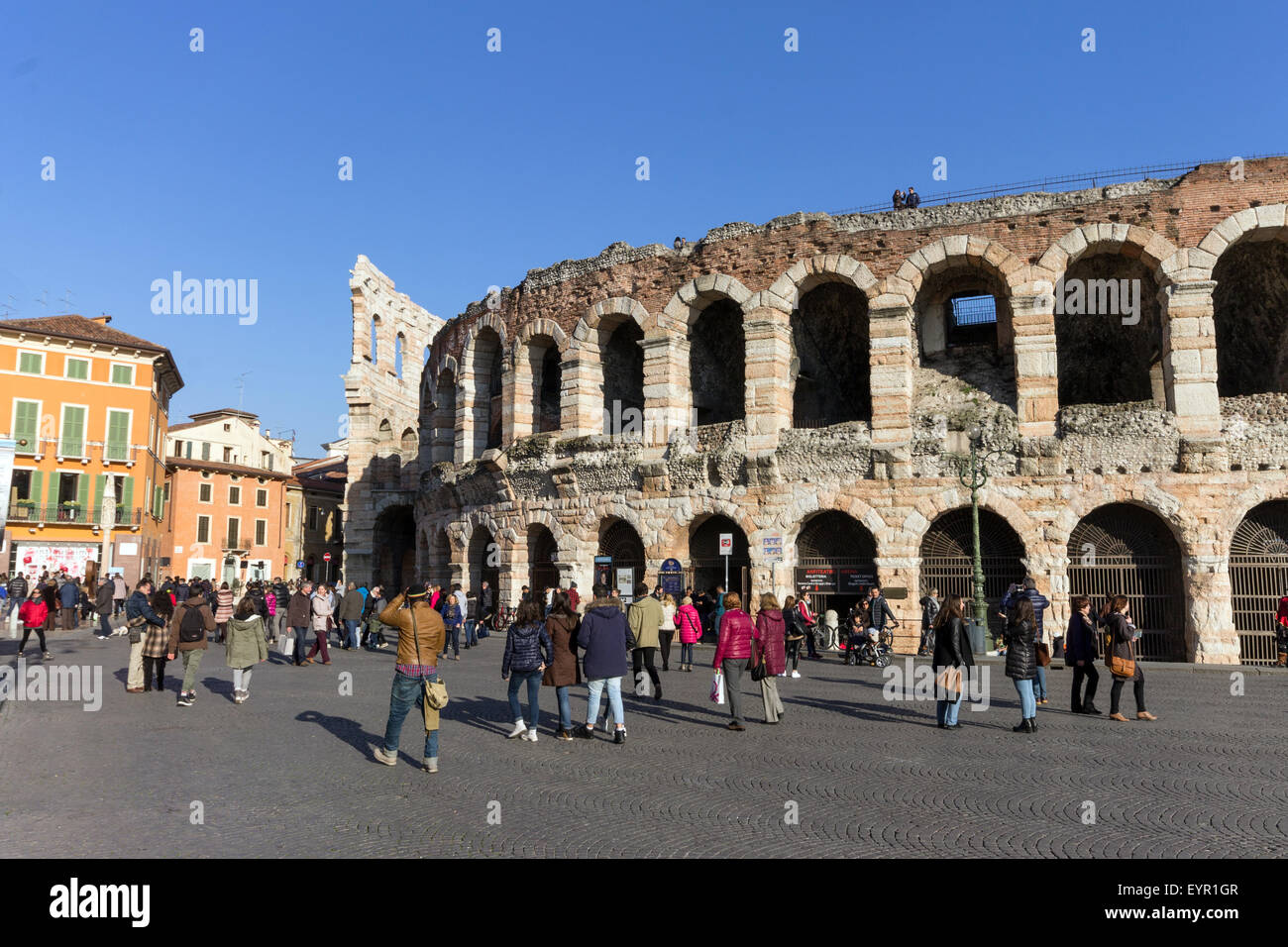 Italy, Veneto, Verona, Piazza Bra, the Arena Stock Photo