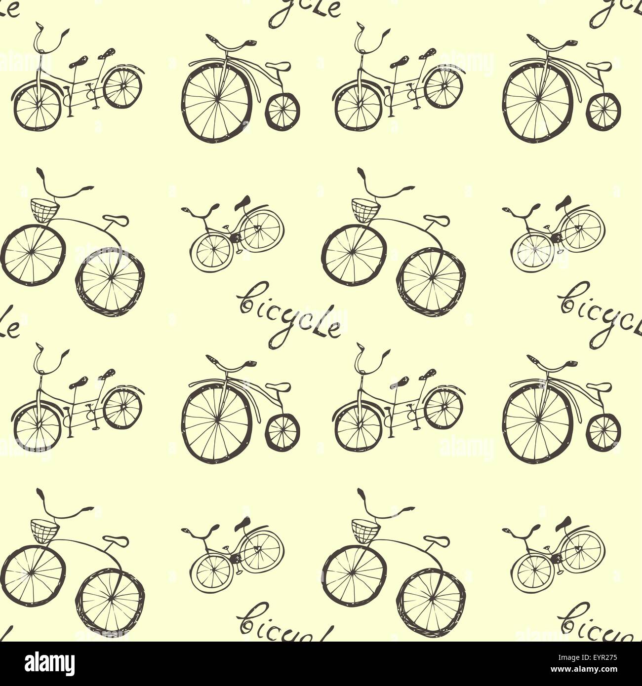 Cute doodle bicycles on white background Stock Vector Image & Art - Alamy