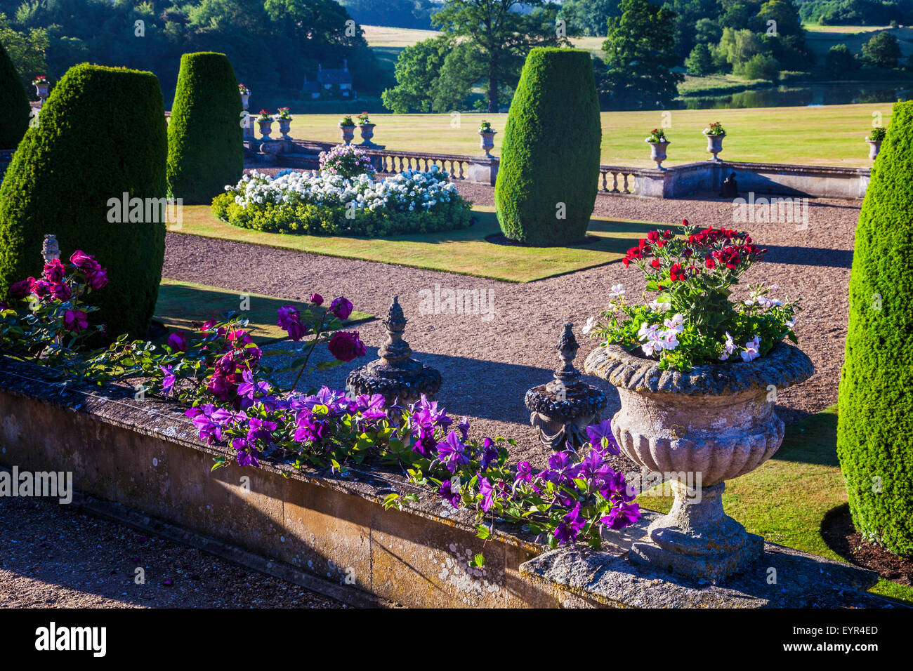 View from the terrace of Bowood House in Wiltshire. Stock Photo