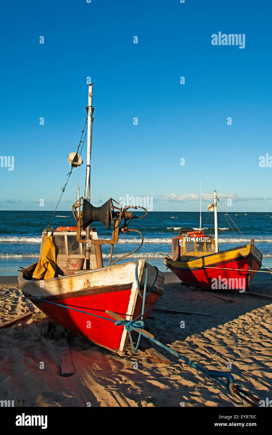Fishing Boats, Punta del Diablo, Uruguay Stock Photo